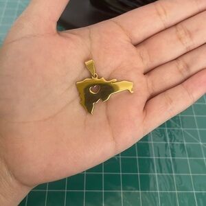 Dominican Republic gold tone love pendant